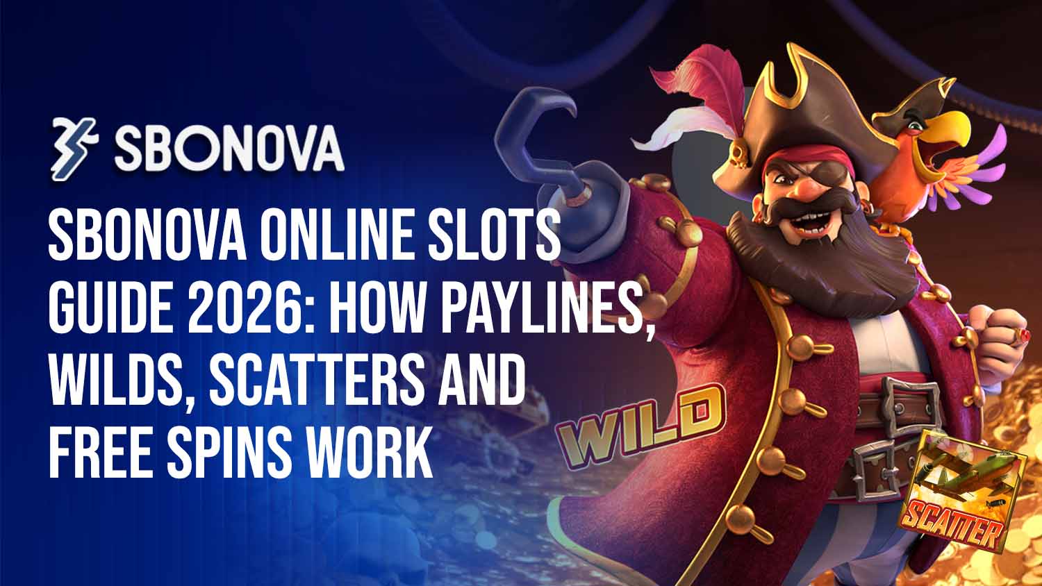 SBONOVA online slots guide featuring slot reels, Wild and Scatter symbols